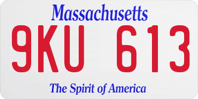 MA license plate 9KU613