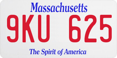 MA license plate 9KU625