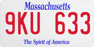 MA license plate 9KU633