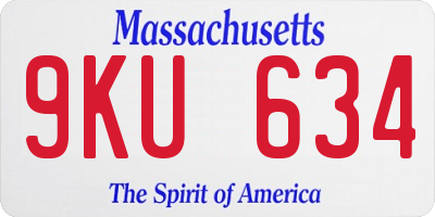 MA license plate 9KU634