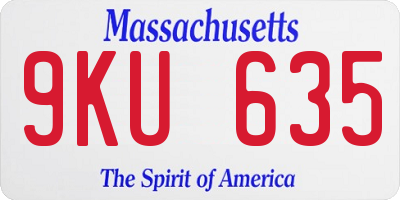 MA license plate 9KU635