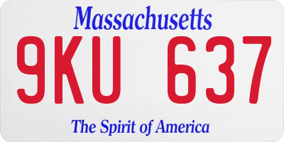 MA license plate 9KU637