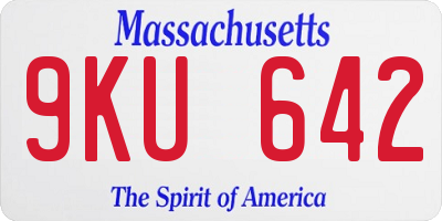 MA license plate 9KU642