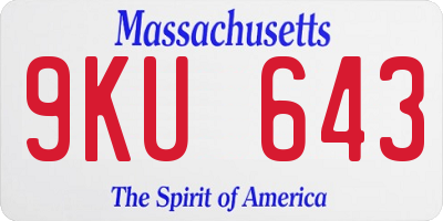 MA license plate 9KU643