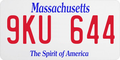MA license plate 9KU644
