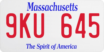 MA license plate 9KU645