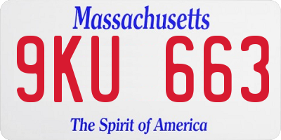 MA license plate 9KU663