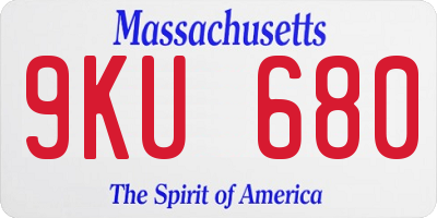MA license plate 9KU680