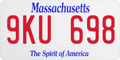 MA license plate 9KU698