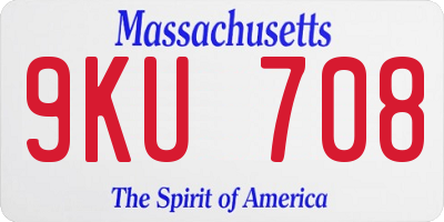 MA license plate 9KU708