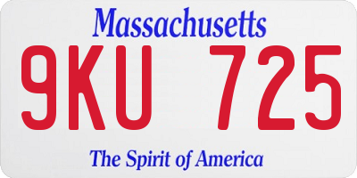 MA license plate 9KU725