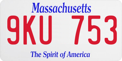MA license plate 9KU753