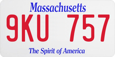 MA license plate 9KU757