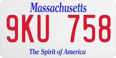 MA license plate 9KU758