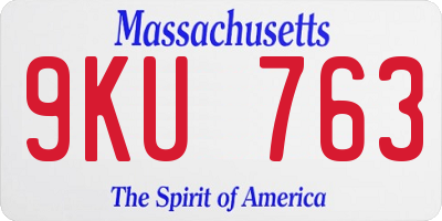 MA license plate 9KU763