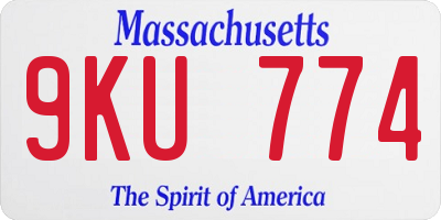 MA license plate 9KU774