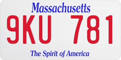 MA license plate 9KU781