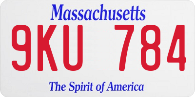 MA license plate 9KU784