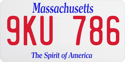MA license plate 9KU786