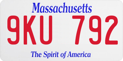 MA license plate 9KU792