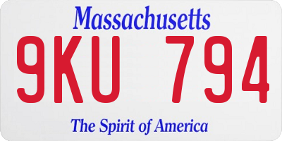 MA license plate 9KU794