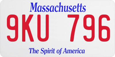 MA license plate 9KU796