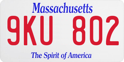 MA license plate 9KU802