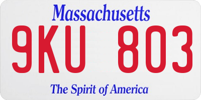 MA license plate 9KU803
