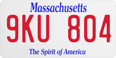 MA license plate 9KU804