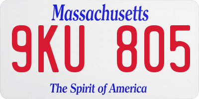MA license plate 9KU805