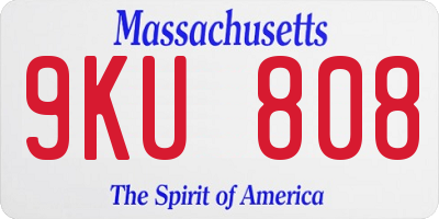 MA license plate 9KU808