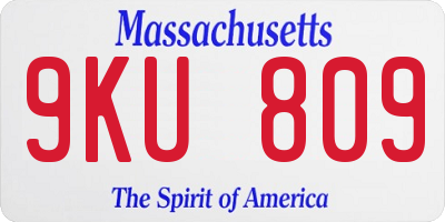 MA license plate 9KU809
