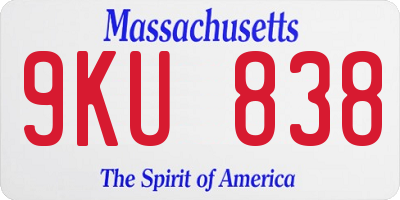 MA license plate 9KU838