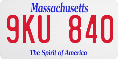 MA license plate 9KU840