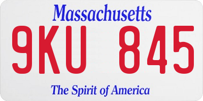 MA license plate 9KU845