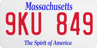 MA license plate 9KU849