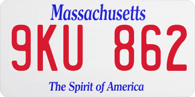 MA license plate 9KU862