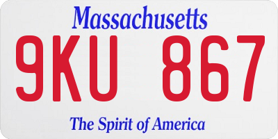 MA license plate 9KU867