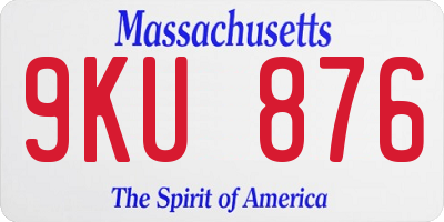 MA license plate 9KU876