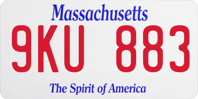 MA license plate 9KU883