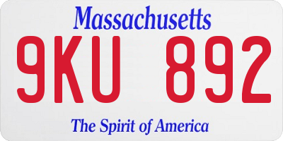 MA license plate 9KU892