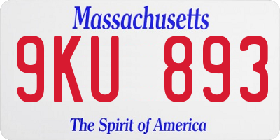 MA license plate 9KU893