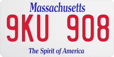MA license plate 9KU908