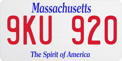 MA license plate 9KU920