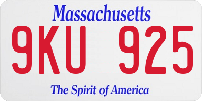 MA license plate 9KU925