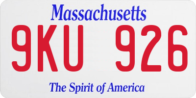 MA license plate 9KU926
