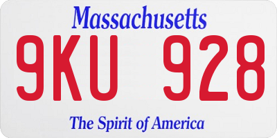 MA license plate 9KU928