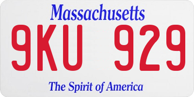 MA license plate 9KU929