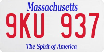 MA license plate 9KU937