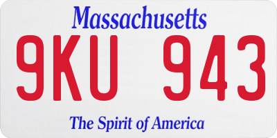 MA license plate 9KU943